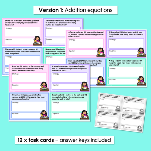 Resource preview 3 for Addition & Subtraction Word Problem Task Cards