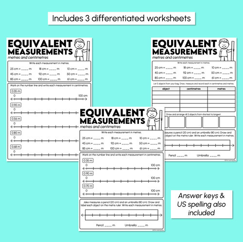 Resource preview 3 for Equivalent Measurements: Metres & Centimetres Worksheets