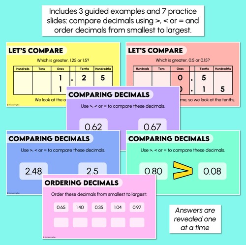 Resource preview 3 for Comparing & Ordering Decimals - Digital Slides