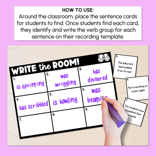 Resource preview 2 for Write the Room - Verb Groups