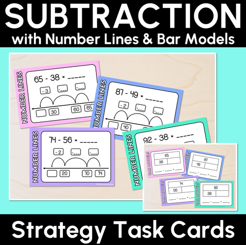 Resource preview 1 for Number Line & Bar Model - Subtraction Strategy Task Cards