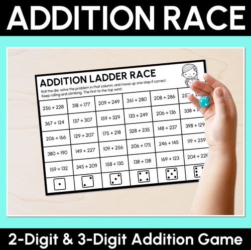 Resource preview 1 for Addition Ladder Race - 2-Digit & 3-Digit Addition Game