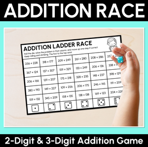 Addition Ladder Race - 2-Digit & 3-Digit Addition Game