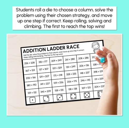 Resource preview 2 for Addition Ladder Race - 2-Digit & 3-Digit Addition Game
