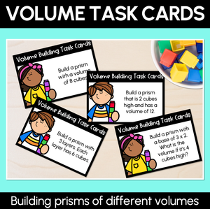 Volume Building Task Cards - Building Prisms of Different Volumes