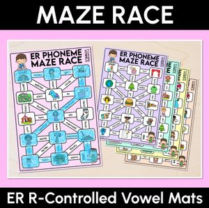 R-Controlled ER Words Maze Race - R-Controlled Vowel ER Words Mats