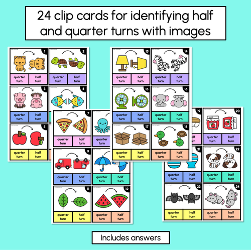 Resource preview 2 for Half & Quarter Turn Clip Cards with pictures