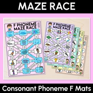 Consonant Phoneme F Words Maze Race - Consonant F Words Mats