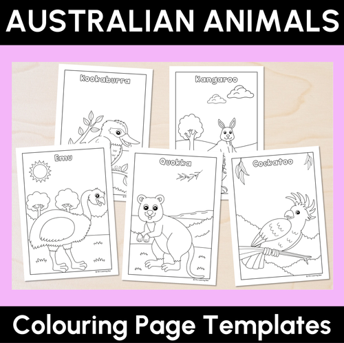 Resource preview 1 for Australian Animals – Colouring Page Templates