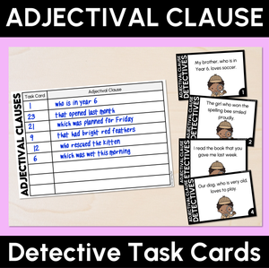 Adjectival Clause - Detective Task Cards