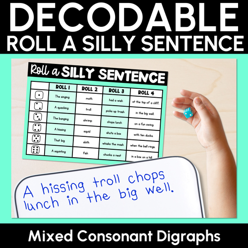 Resource preview 7 for Roll a Silly Sentence CVC/CVCC Words & Consonant Digraphs Bundle