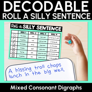 Decodable Sentences with Mixed Consonant Digraph Words - Roll a Silly Sentence Phonics