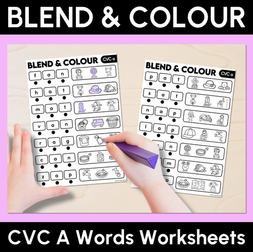 Resource preview 2 for Blend & Colour - CVC CVCC CCVC Words Blending Worksheets Bundle