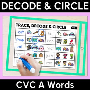 Trace, Decode & Circle - CVC A Words - Decodable Word Mats