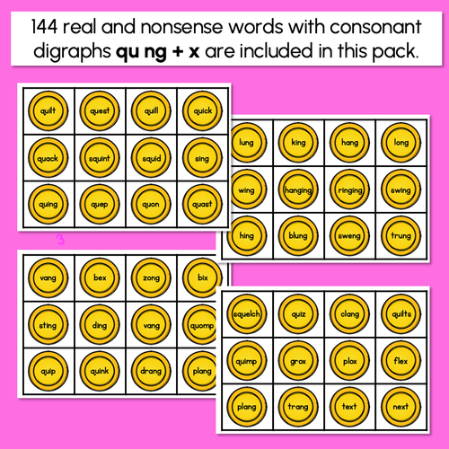 Resource preview 3 for Real and Nonsense Consonant Digraphs QU NG + X Words - Phonics Game - BURIED TREASURE
