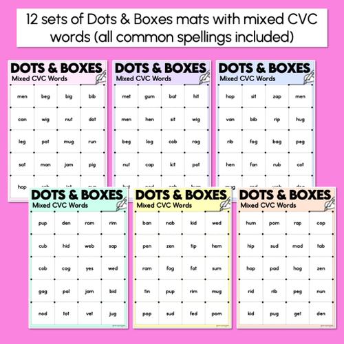 Resource preview 2 for Dots and Boxes Phonics Game - Mixed CVC Words