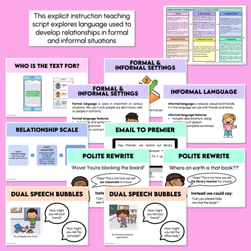 Resource preview 3 for Informal and Formal Language - Explicit Instruction Teaching Script - Year 4, 5 & 6 Oral Language & Communication