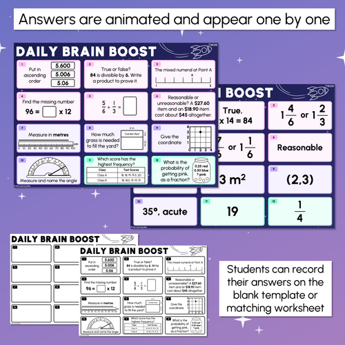 Resource preview 3 for Year 5 Maths Review - Daily Brain Boosts - Set 1
