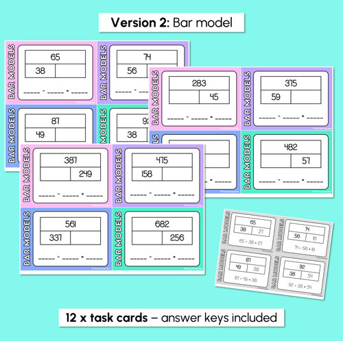 Resource preview 4 for Number Line & Bar Model - Subtraction Strategy Task Cards