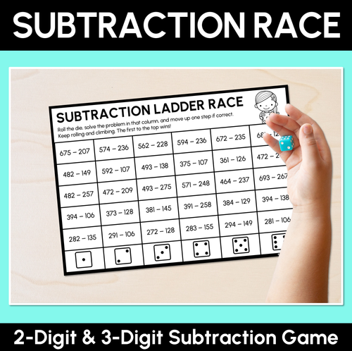 Resource preview 1 for Subtraction Ladder Race - 2-Digit & 3-Digit Addition Game