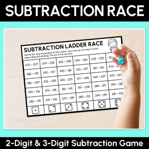 Subtraction Ladder Race - 2-Digit & 3-Digit Addition Game