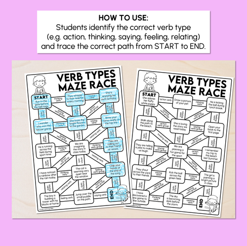 Resource preview 2 for Verb Types Maze Race