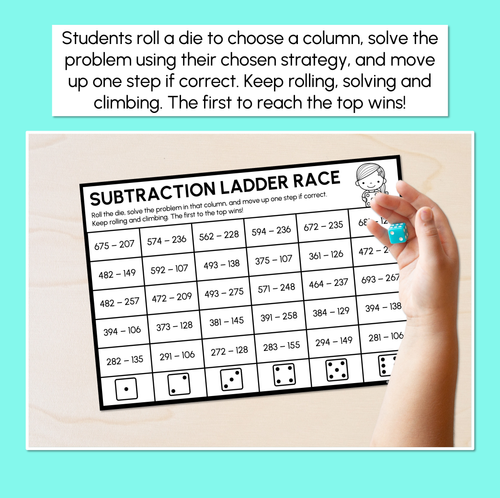 Resource preview 2 for Subtraction Ladder Race - 2-Digit & 3-Digit Addition Game