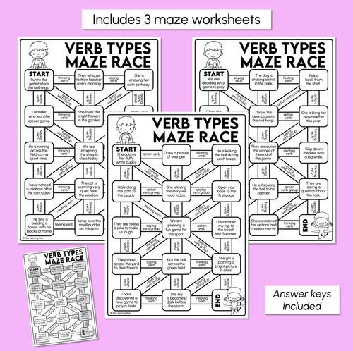 Resource preview 3 for Verb Types Maze Race