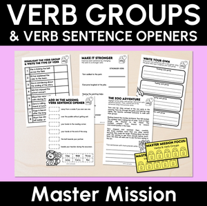 Verb Groups & Verb Sentence Openers - Master Mission Activity