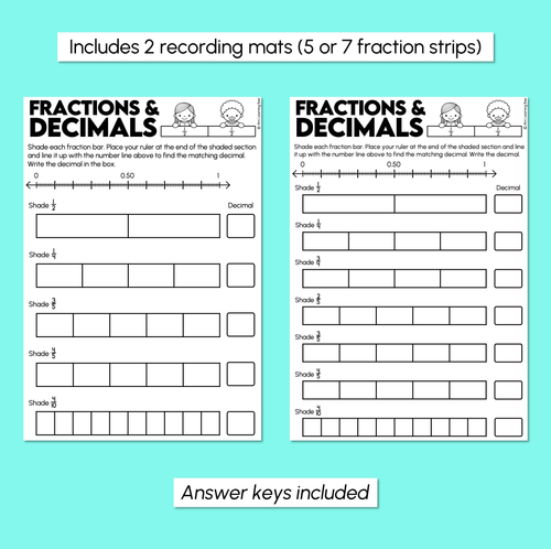 Resource preview 3 for Fractions & Decimals Benchmarks Recording Sheets