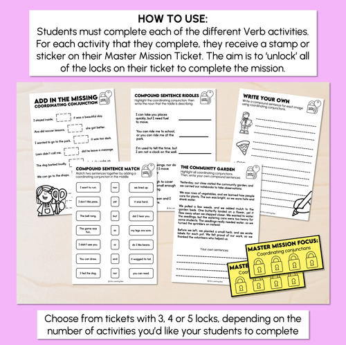 Resource preview 2 for Verb Groups & Verb Sentence Openers - Master Mission Activity