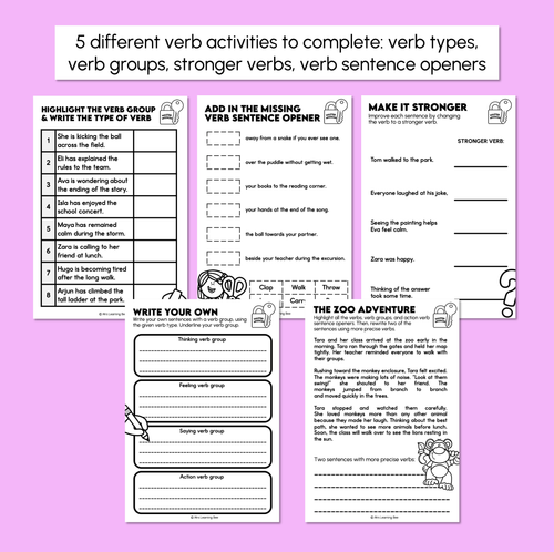 Resource preview 3 for Verb Groups & Verb Sentence Openers - Master Mission Activity