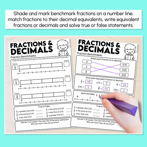 Resource preview 2 for Fractions & Decimals Benchmarks Worksheets