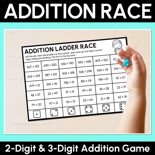 Resource preview 1 for Addition Ladder Race - 2-Digit & 3-Digit Addition Game