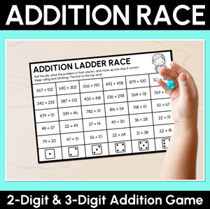 Addition Ladder Race - 2-Digit & 3-Digit Addition Game