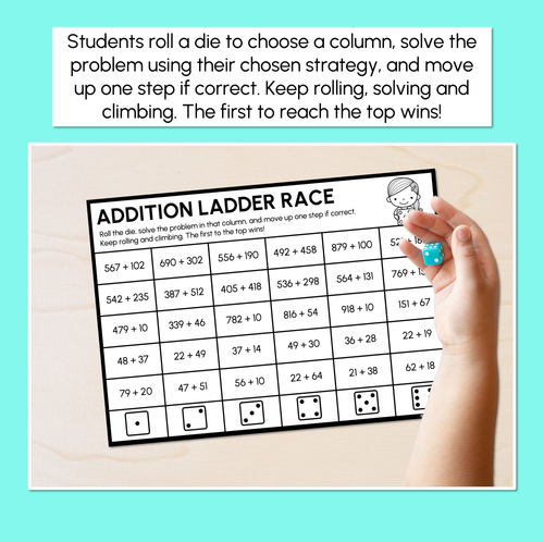 Resource preview 2 for Addition Ladder Race - 2-Digit & 3-Digit Addition Game