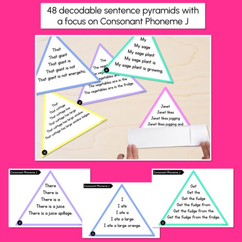 Resource preview 2 for CONSONANT PHONEME J WORDS - Decodable Sentence Pyramids - Phonics Fluency