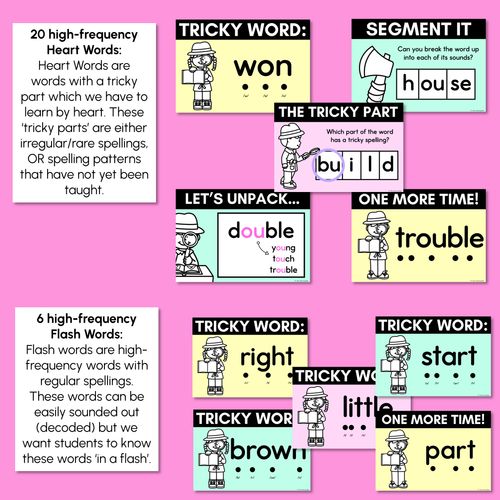 Resource preview 3 for High Frequency Heart Word Lessons SET 6 - WORDS WITH TRICKY SPELLINGS