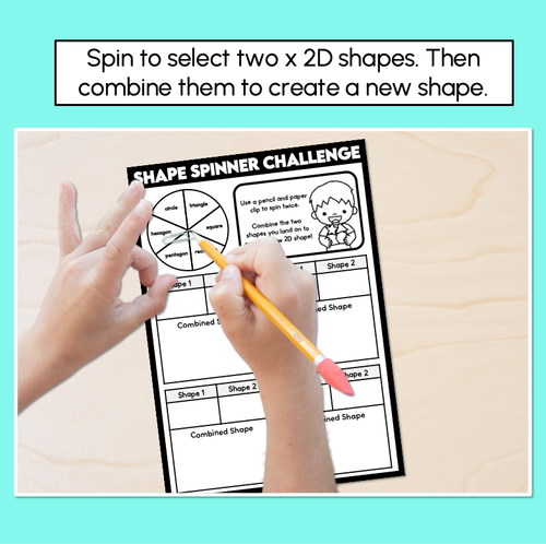 Resource preview 2 for Combining 2D Shapes - Spinner Challenge Printables