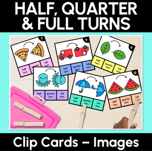 Half, Quarter & Full Turn Clip Cards with pictures