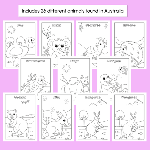 Resource preview 2 for Australian Animals – Colouring Page Templates