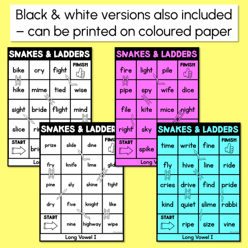 Resource preview 3 for Phonics Game for LONG I Words - Snakes & Ladders