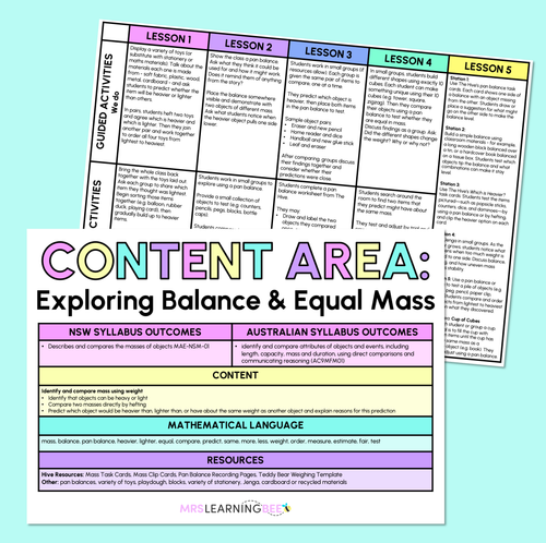 Resource preview 6 for Exploring Balance & Equal Mass - Kindergarten/Foundation Unit of Work