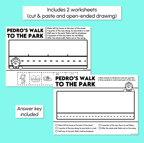Resource preview 3 for Halves & Quarters of a Distance - Pedro's Walk to the Park