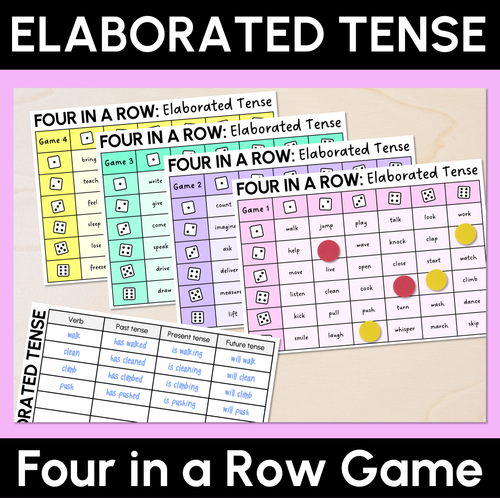 Resource preview 1 for Elaborated Tense - Four in a Row Game