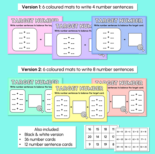 Resource preview 3 for Equality Number Sentences - Balancing Numbers Mats