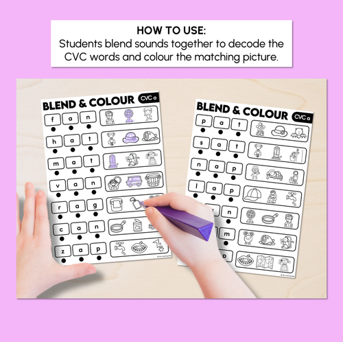 Resource preview 2 for Blend & Colour - CVC A Words Blending Worksheets