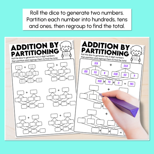 Resource preview 2 for Addition by Partitioning & Regrouping Recording Mats