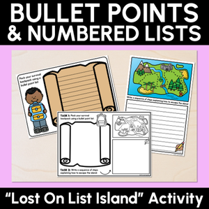 Bullet Points & Number Lists - "Lost on List Island" Activity