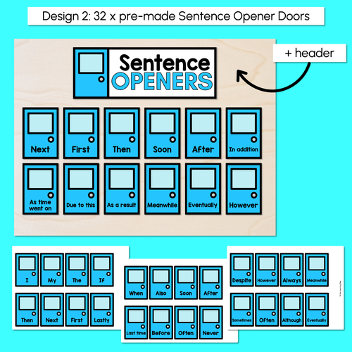 Resource preview 3 for Sentence Openers Editable Door Display- VCOP aligned Vocabulary Display